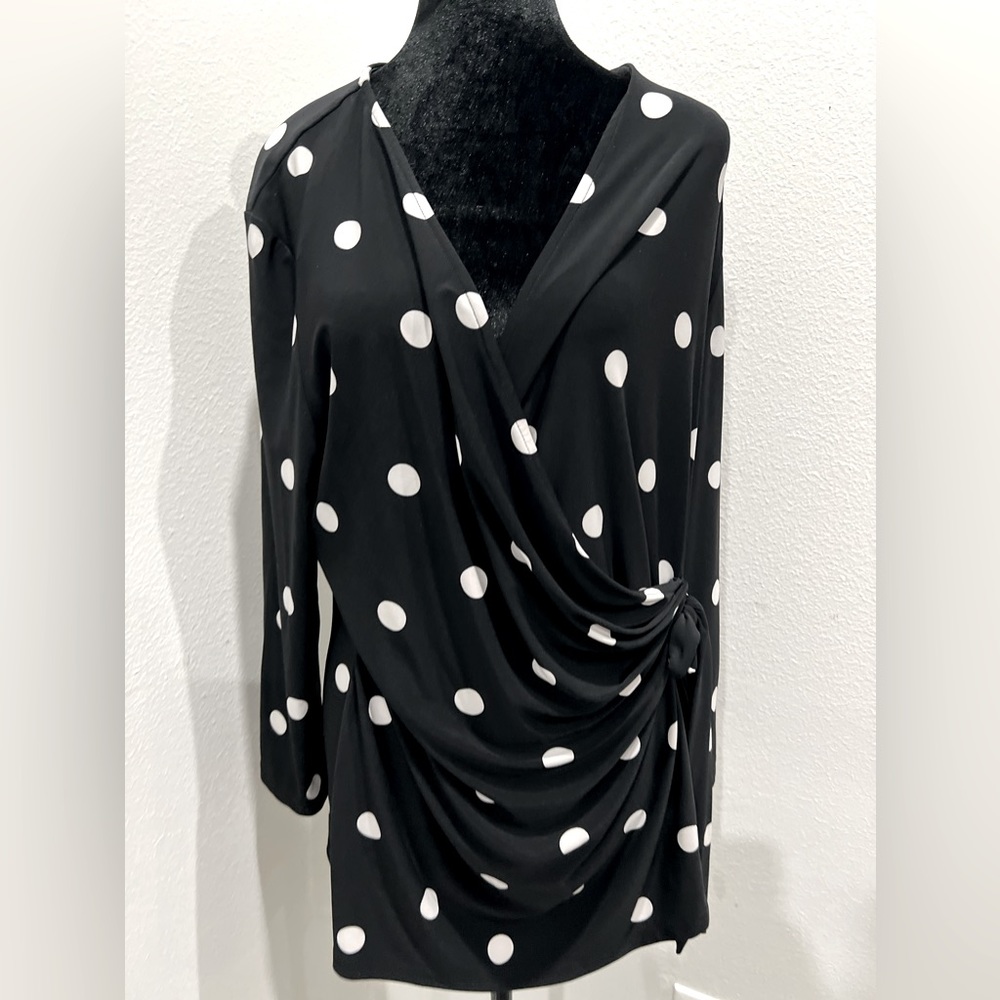 Anne Klein black and white polka dot top